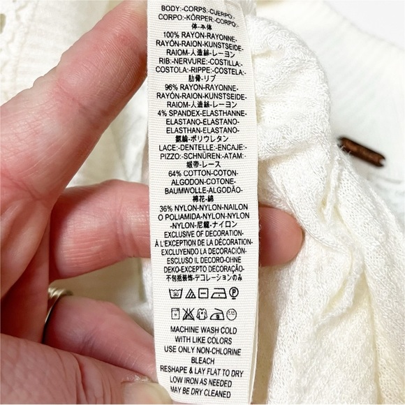 Free People Spring Valley Thermal Top Large Ivory flowy lace lightweight boho - Picture 7 of 10